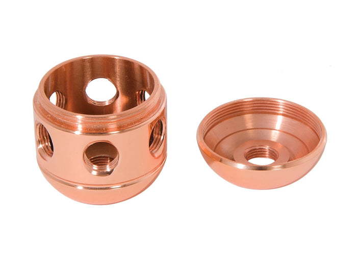 1-5/8 Inch Tall Polished Copper Turned Brass 2-Piece Cluster Body, Choice of Side Holes