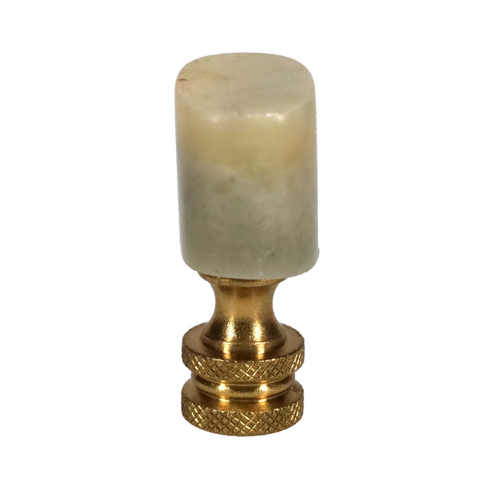 1-5/8" Tall Brass Finial, Jade Stone, 1/4-27F Tap (15174)