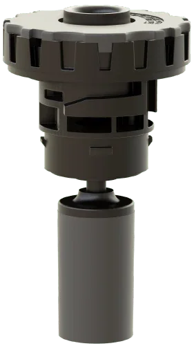 12-cell watering system component with cylindrical base and black vented cap for battery maintenance