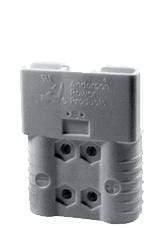 Gray SBX connector housing with four terminal ports for power equipment