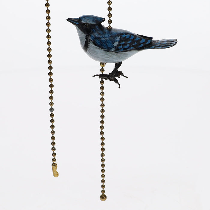 18" Length Brass Pull Chain Blue Jay Bird Ceramic (15019)