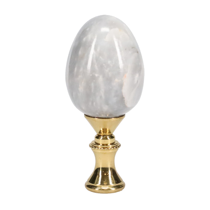2-11/16" Tall Brass Goblet Style Finial, Marble Egg, 1/4-27F Tap (15225)