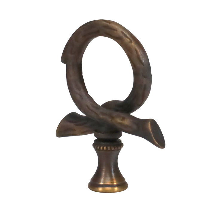 2-1/2" Tall Brass Finial, Roped Tree Branch, Dark Antique Bronze, 1/4-27F Tap (15158)