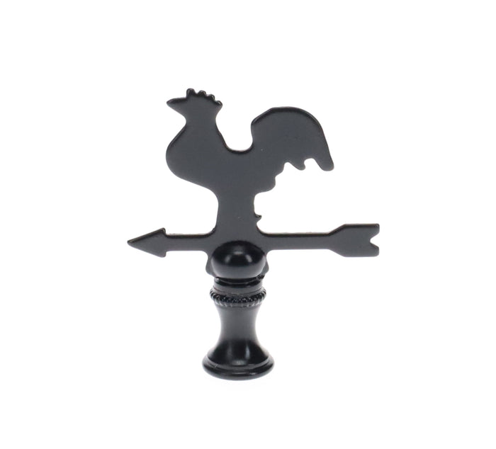 2-1/2" Tall Finial, Black Rooster Weather Vane, 1/4-27F Tap (15143)