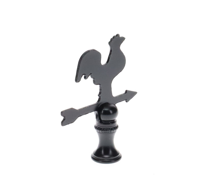 2-1/2" Tall Finial, Black Rooster Weather Vane, 1/4-27F Tap (15143)