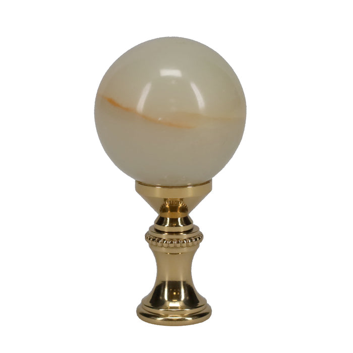 2-1/4" Tall Brass Finial, 1-1/4" Agate Stone Quartz, 1/4-27F Tap (15198)