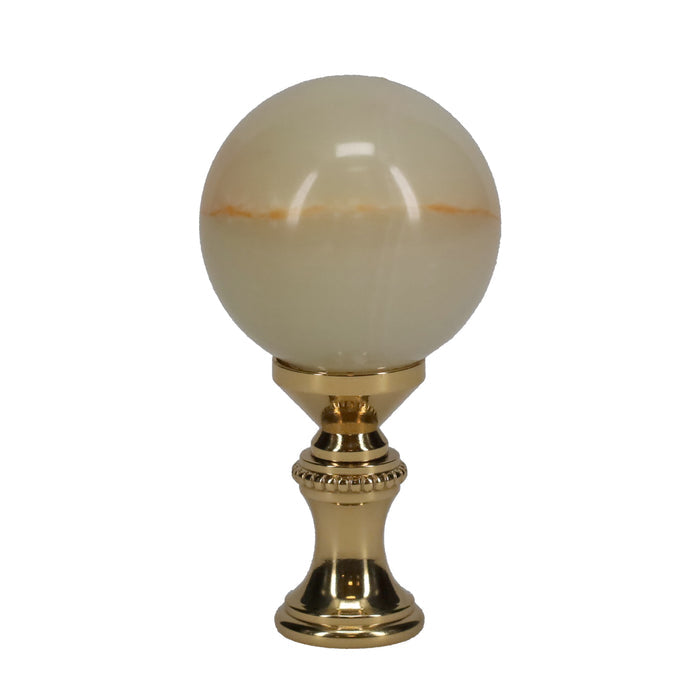 2-1/4" Tall Brass Finial, 1-1/4" Agate Stone Quartz, 1/4-27F Tap (15198)