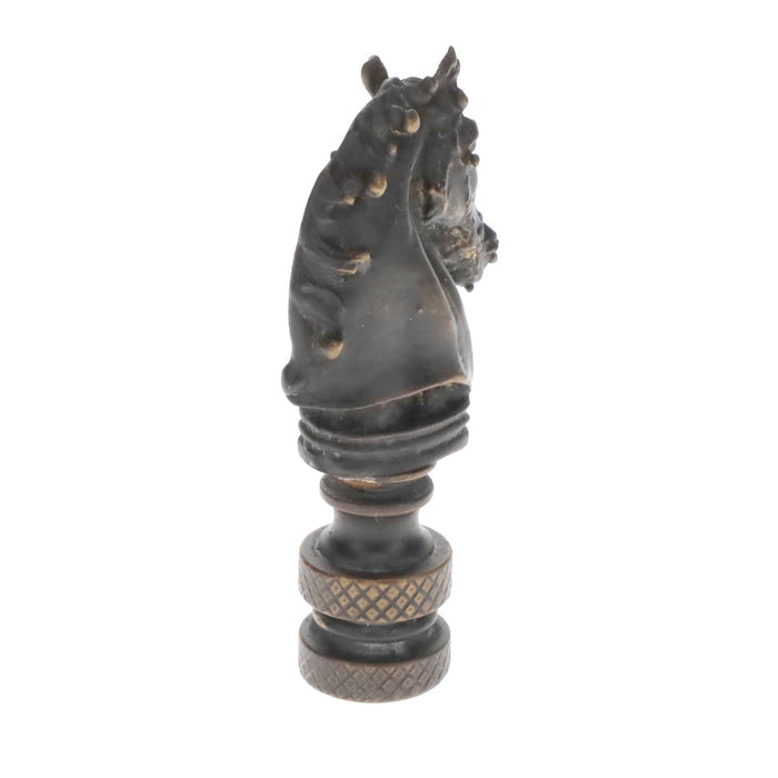 2-1/4" Tall Brass Finial, Chess Knight, Dark Bronze, 1/4-27F Tap (15163BR)