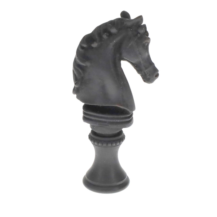 2-1/4" Tall Brass Finial, Chess Knight, Statuary Bronze, 1/4-27F Tap (15163ST)