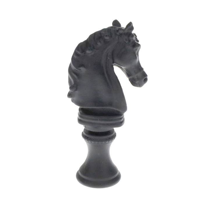 2-1/4" Tall Brass Finial, Chess Knight, Wrought Iron Black, 1/4-27F Tap (15163WR)