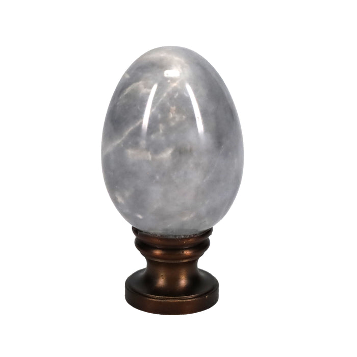 2-1/4" Tall Brass Finial, Marble Egg, Antique Bronze Finish, 1/4-27F Tap (15173B)