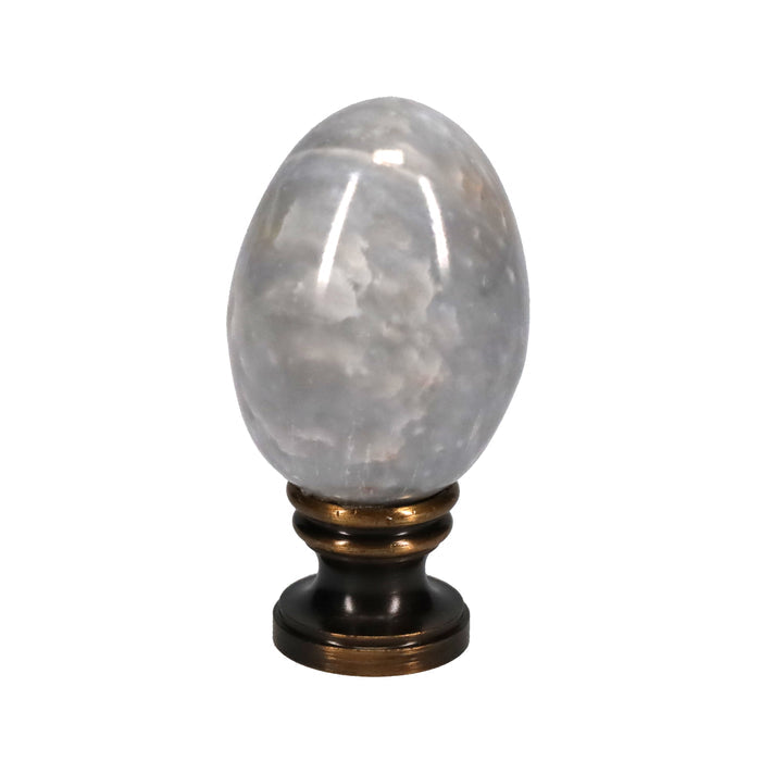 2-1/4" Tall Brass Finial, Marble Egg, Antique Finish, 1/4-27F Tap (15173A)