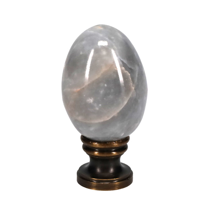 2-1/4" Tall Brass Finial, Marble Egg, Antique Finish, 1/4-27F Tap (15173A)