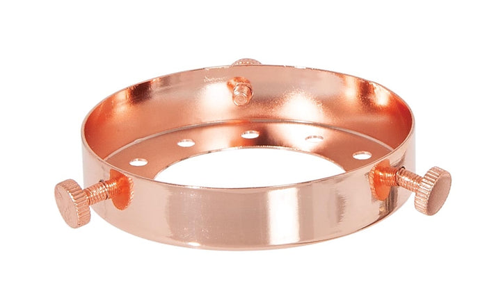 2-3/4 Inch Fitter Polished Copper Finish Stamped Steel Lamp Shade Holder with Set Screws and Vent Holes