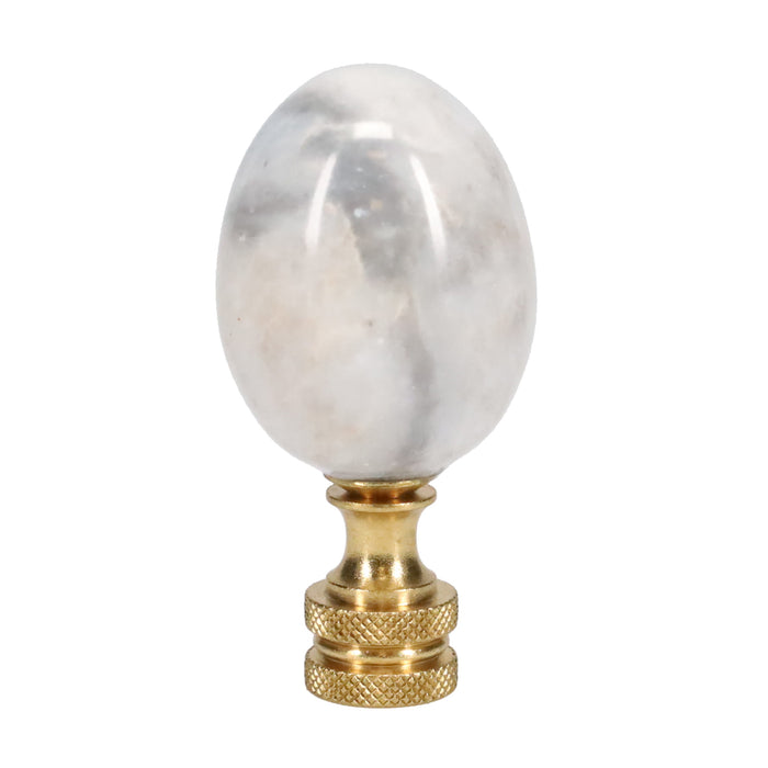 2-3/8" Tall Brass Knurled Finial, Marble Egg, 1/4-27F Tap (15226)