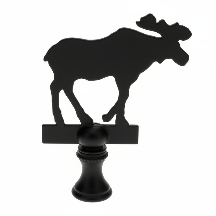 2-7/8" Tall Brass Finial, Black Moose Silhouette, 1/4-27F Tap (15165)