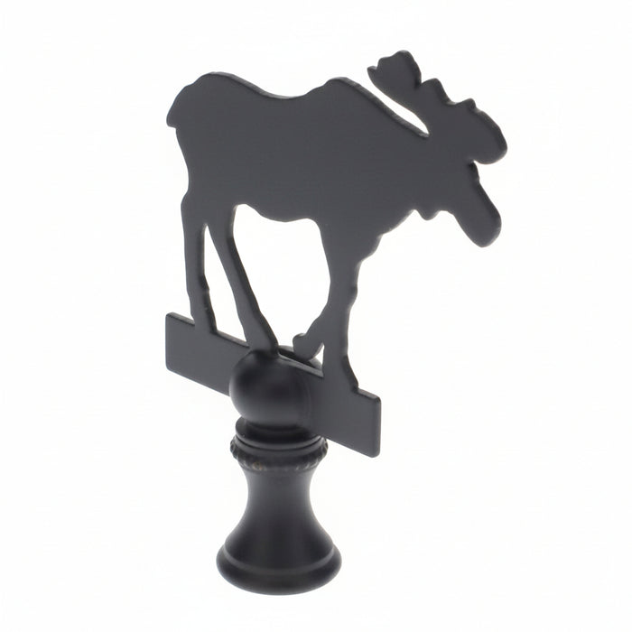 2-7/8" Tall Brass Finial, Black Moose Silhouette, 1/4-27F Tap (15165)