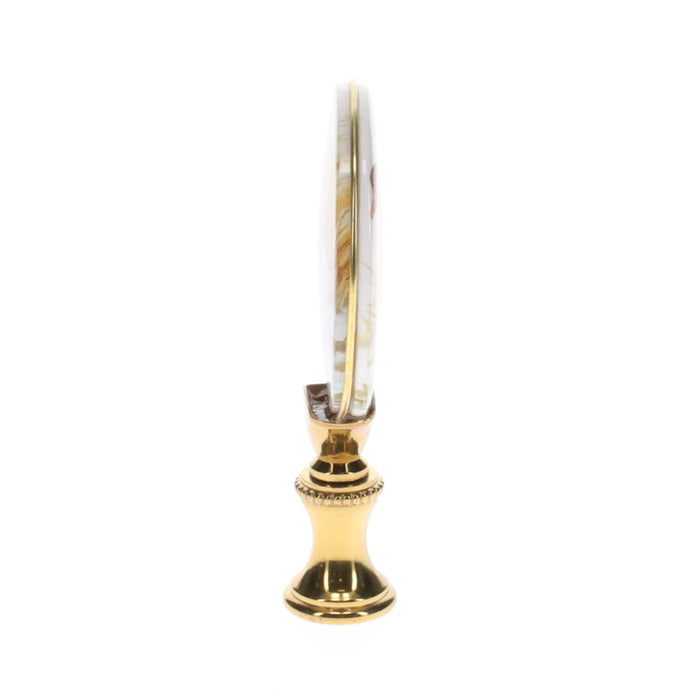 2-7/8" Tall Brass Finial, Picture of Ducks, Ceramic, 1/4-27F Tap (15133)