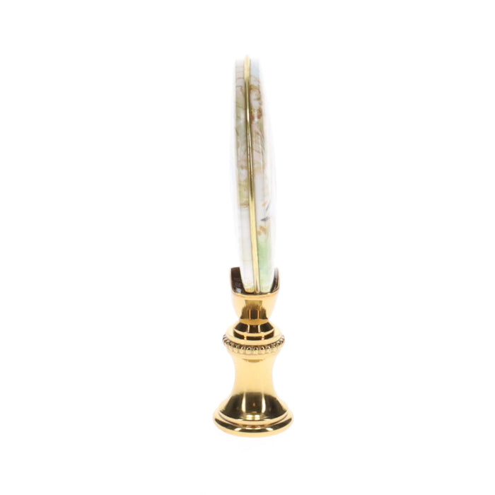 2-7/8" Tall Brass Finial, Picture of Ducks, Ceramic, 1/4-27F Tap (15134)