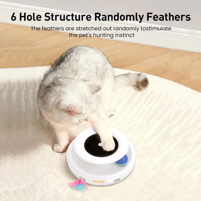 2-in-1 Interactive Cat Toy – Automatic Feather & Rolling Ball