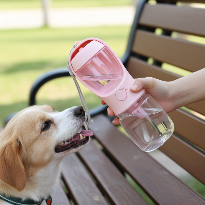 2-in-1 Portable Dog Water Bottle | Travel Hydration & Food Dispenser