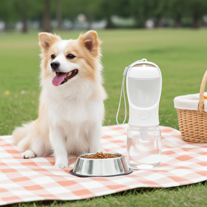 2-in-1 Portable Dog Water Bottle | Travel Hydration & Food Dispenser