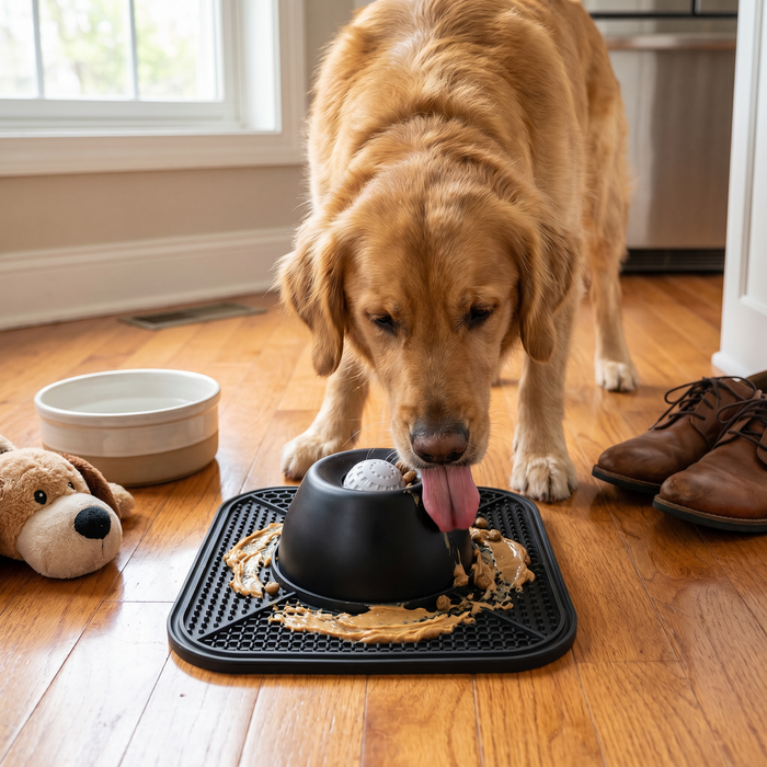 2-in-1 Slow Feeder Dog Bowl with Lick Mat | Interactive Feeding Dish