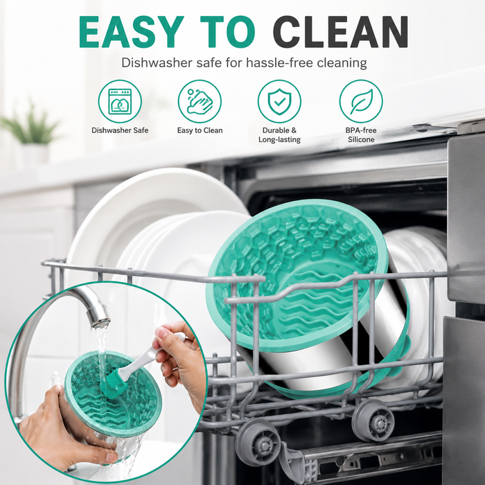 2-in-1 Slow Feeder Dog Bowl with Lick Mat & Non-Slip Suction Base