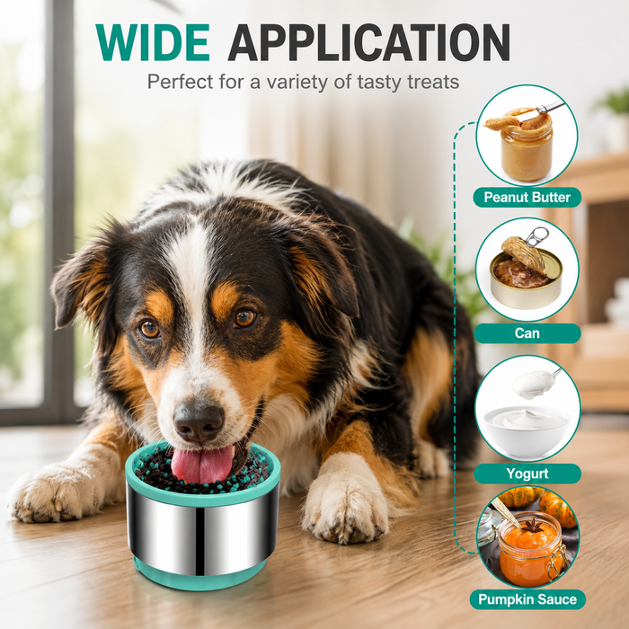 2-in-1 Slow Feeder Dog Bowl with Lick Mat & Non-Slip Suction Base