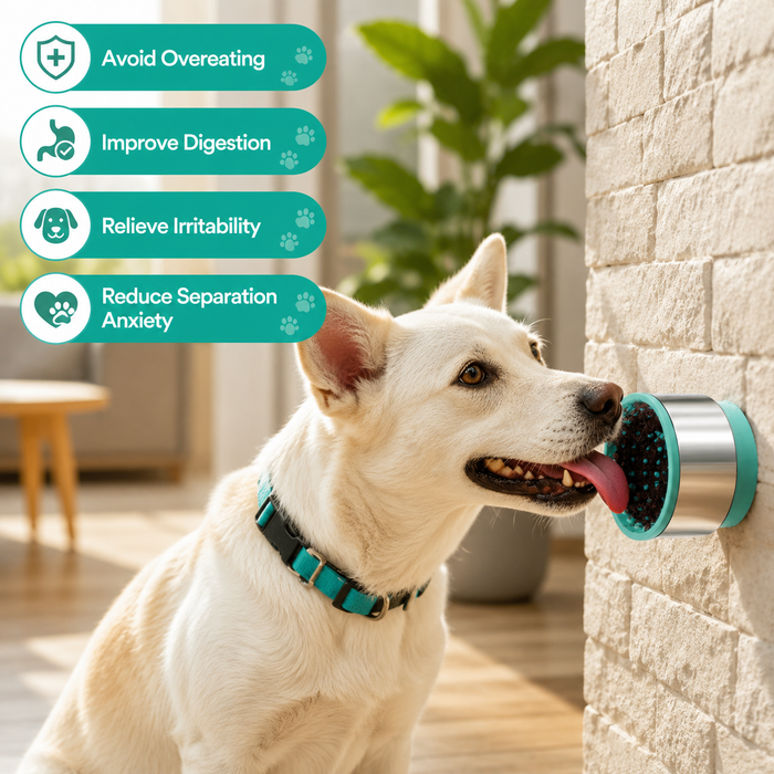 2-in-1 Slow Feeder Dog Bowl with Lick Mat & Non-Slip Suction Base