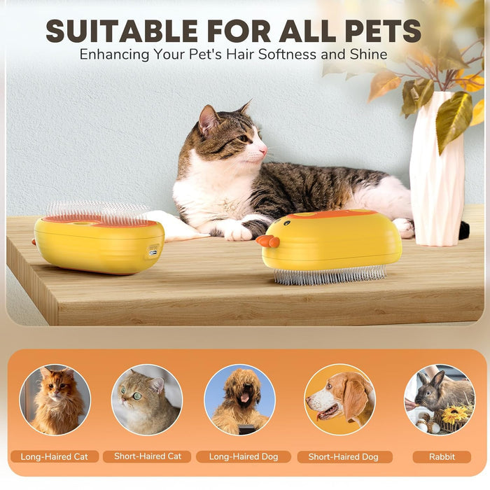 2-in-1 Spray Pet Grooming Brush | Anti-Static Detangling Ducky Brush for Cats & Dogs
