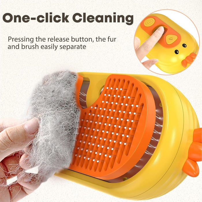 2-in-1 Spray Pet Grooming Brush | Anti-Static Detangling Ducky Brush for Cats & Dogs