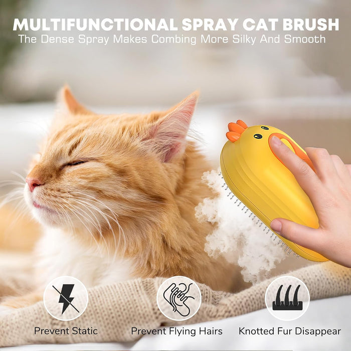 2-in-1 Spray Pet Grooming Brush | Anti-Static Detangling Ducky Brush for Cats & Dogs