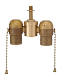2-Lite Solid Brass Wired Pull Chain Cluster