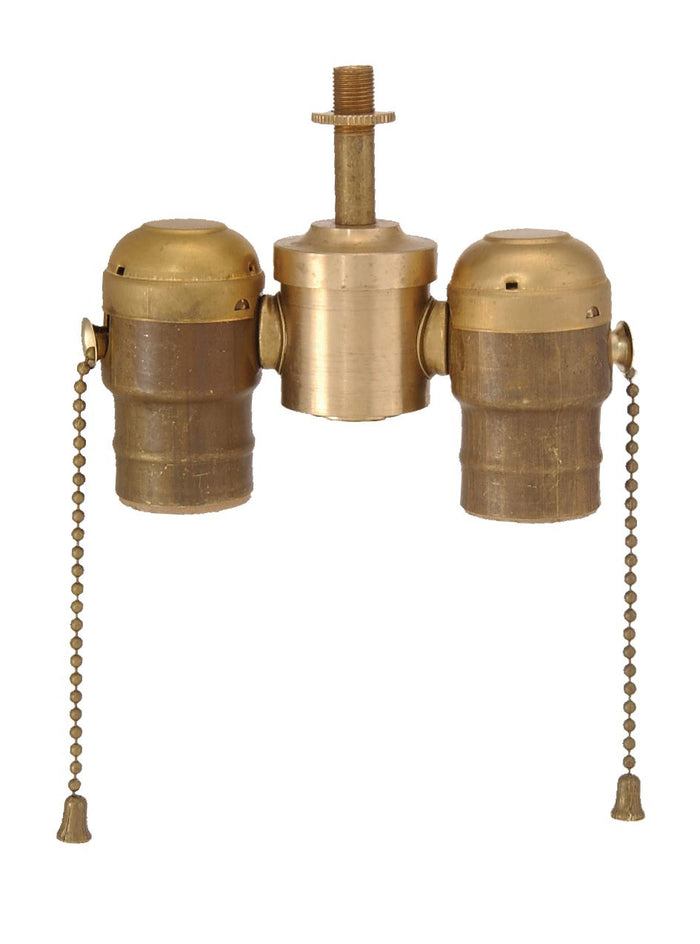 2-Lite Solid Brass Wired Pull Chain Cluster