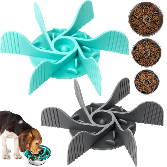 2-Pack Cuttable Slow Feeder Inserts with Suction Cups for Dog & Cat Bowls