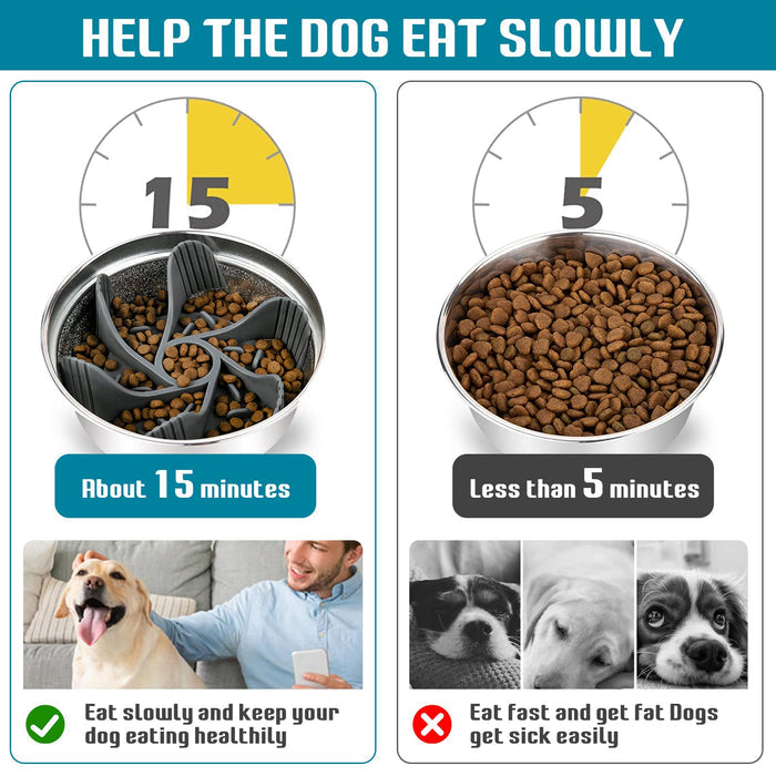 2-Pack Cuttable Slow Feeder Inserts with Suction Cups for Dog & Cat Bowls