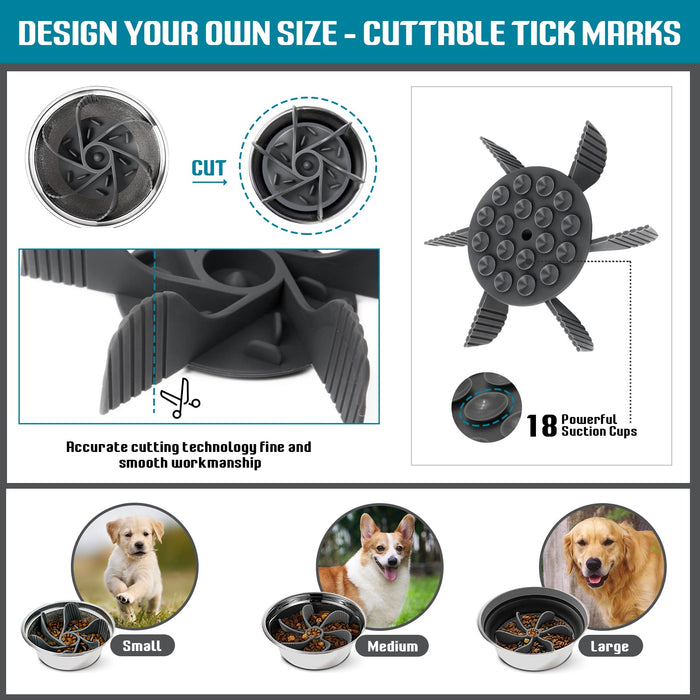 2-Pack Cuttable Slow Feeder Inserts with Suction Cups for Dog & Cat Bowls