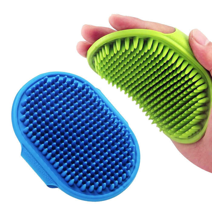 2 Pack Pet Grooming Brushes | Soft Rubber Bath & Massage Brush for Dogs and Cats