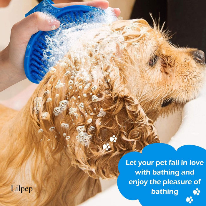 2 Pack Pet Grooming Brushes | Soft Rubber Bath & Massage Brush for Dogs and Cats