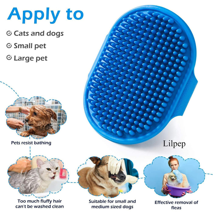 2 Pack Pet Grooming Brushes | Soft Rubber Bath & Massage Brush for Dogs and Cats