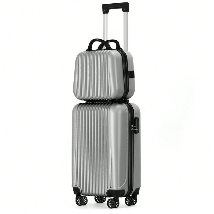2-Piece Lightweight Carry-On Spinner Luggage Set, Silver