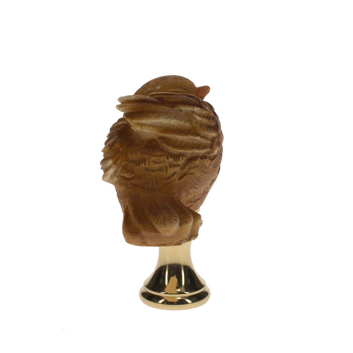 2" Tall Brass Finial Ceramic Bird Brown, Tan, White 1/4-27F Tap (15120)