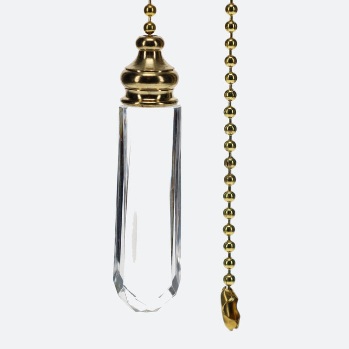 20" Length Brass Pull Chain Clear Glass Vial Pendant (15002)
