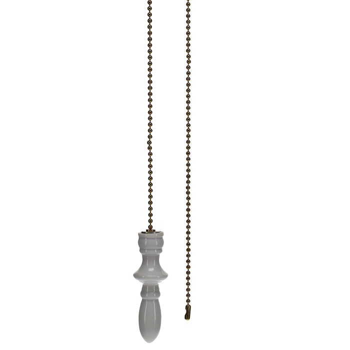21" Length Brass Pull Chain White Chess Bishop (15027)