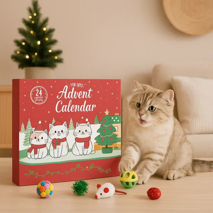 24-Day Cat Advent Calendar | Interactive Holiday Toy Gift Box for Cats