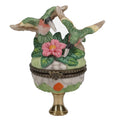 3-1/2" Tall Brass Finial Hummingbirds & Flowers Locket, Ceramic, 1/4-27F Tap (15241)