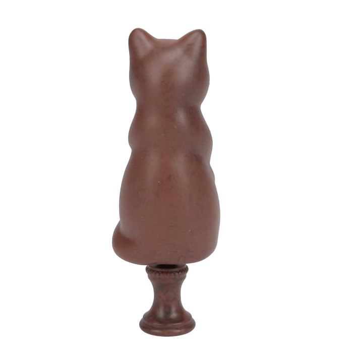 3-1/4" Tall Brass Finial Cat, Ceramic Brown, 1/4-27F Tap (15127BR)