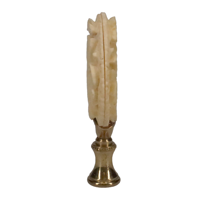 3-1/8" Tall Brass Finial, Carved Floral Pattern, 1/4-27F Tap (15147)