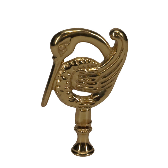 3-3/8" Tall Brass Finial, Crane Bird, 1/4-27F Tap (15162)